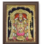 Lord Balaji Venkateswara standing in Tirupati temple with traditional ornamentation