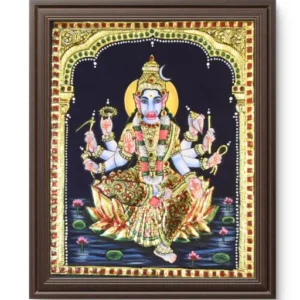 Lord Varaha, boar avatar of Vishnu lifting Earth goddess Bhudevi from cosmic waters