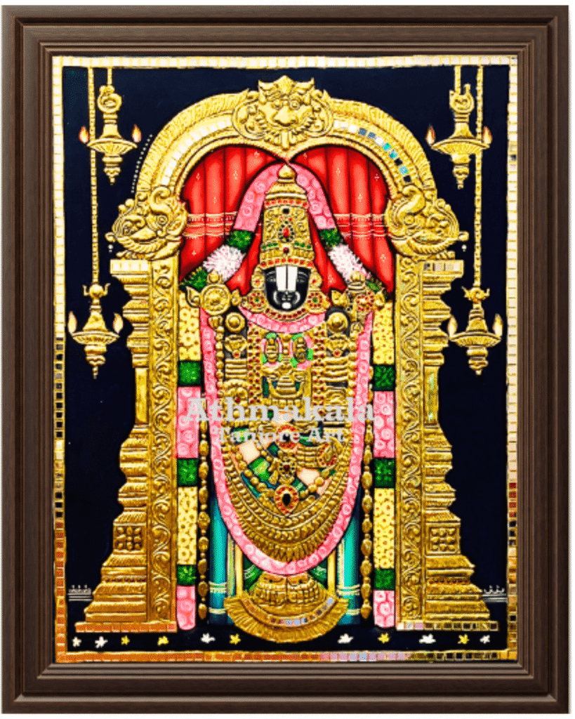 balaji flat tanjore painting with gold foiling