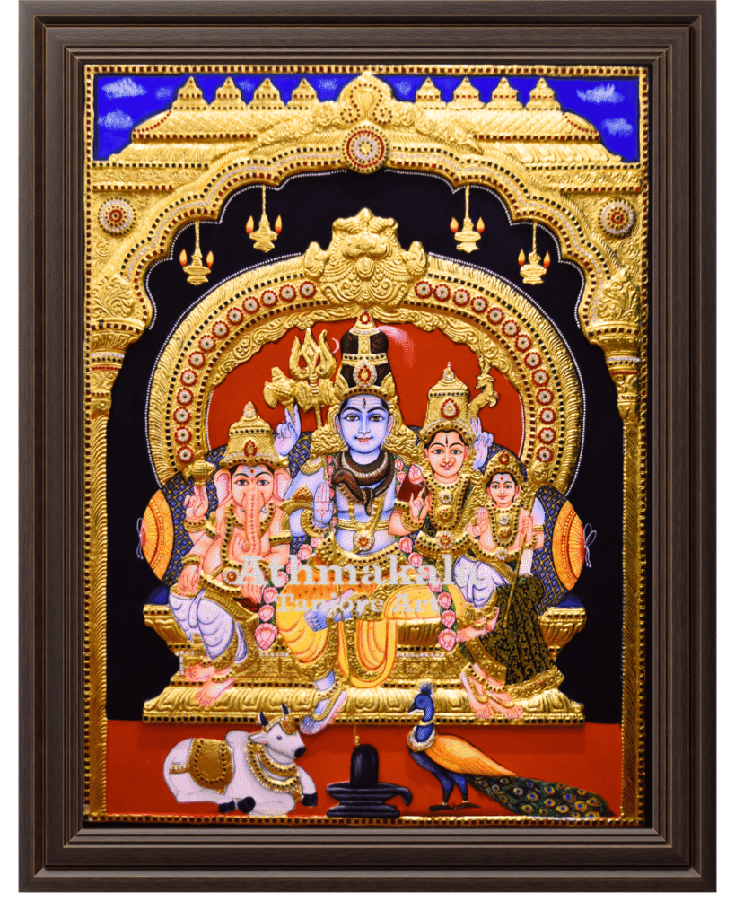 semi embossed shiva tanjore painting with 2 by 3 feet