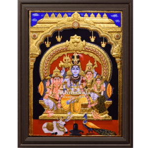shivafamily painting semi embossed painting of 2 by 3 feet